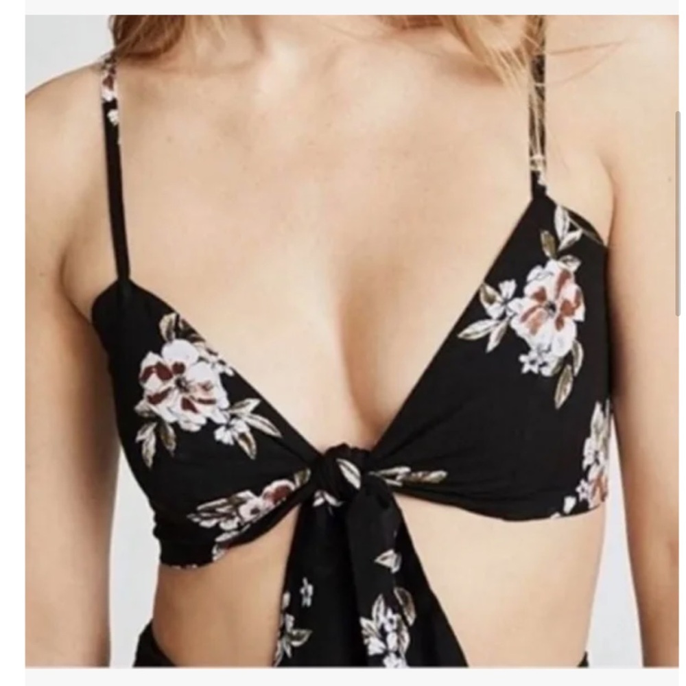 Faithfull the Brand Black Floral Crop Top